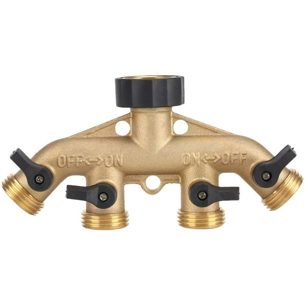 4 Way Brass Garden Hose Splitter 3 4 Faucet Divider Stop Connector Hose Connector Nozzle Splitter Faucet Connectors For Garden Irrigation Walmart Com Walmart Com