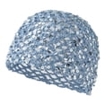 thumbnail image 4 of Valora Glitter Sequin Mesh Boho Hollow Out Beret For Beach Travel Party Fashion Hat Blue, 4 of 4