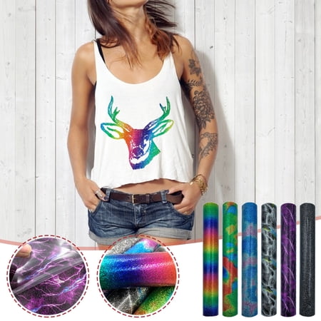 Aihimol Glitter Powder Wave Heat Transfer Film Heat Transfer Vinyl Clothing DIY Compatible with Cricut or Silhoutte Cameo Printing T-Shirts,Party Costumes
