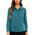 thumbnail image 4 of cocolona Button Down Blouses for Women Solid Color Long Sleeve Collared Shirts Basic Dressy Casual Fall Tops, 4 of 6