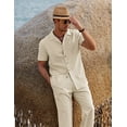 thumbnail image 2 of COOFANDY Men's 2 Piece Casual Linen Outfit - Beach Button Down Shirt & Loose Pant Sets, 2 of 6