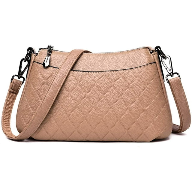 Crossbody Handbag Purse Soft PU Leather Shoulder Bag Functional Travel Purse Zipper Purses and Handbag (Grey)