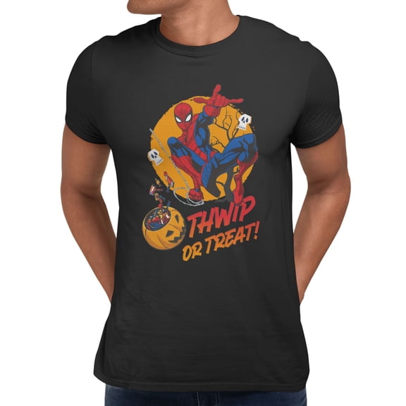 Marvel Spider-Man Halloween Thwip Or Treat! Men's T Shirt (Black, S-XXXL)