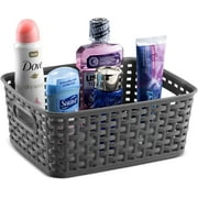 Set of 6 Plastic Storage Baskets - Small Pantry Organizer Basket Bins - Household Organizers with Cutout Handles for Kitchen Organization, Countertops, Cabinets, Bedrooms, and Bathrooms