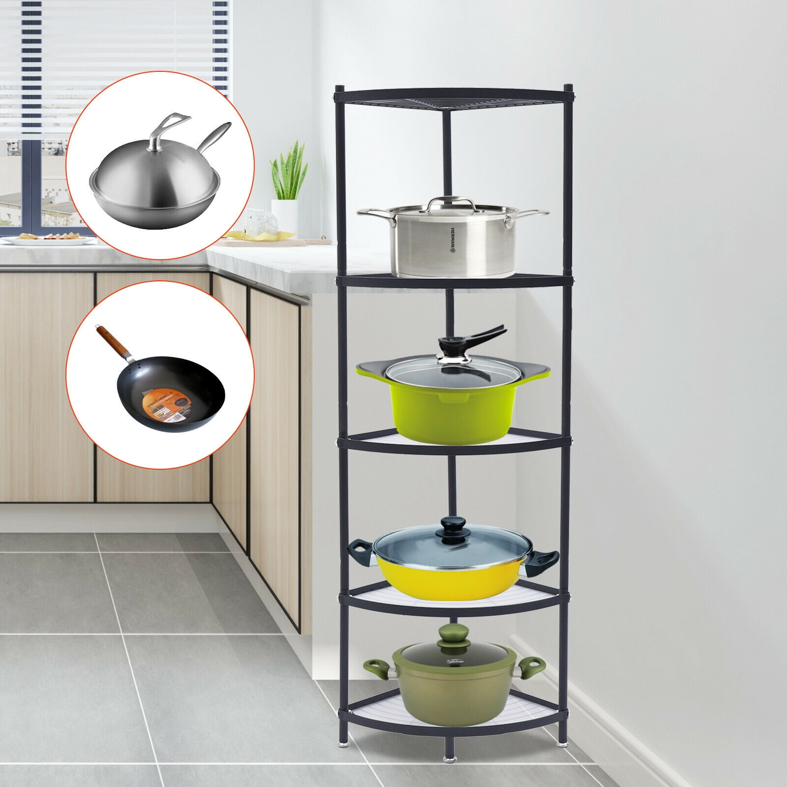 TFCFL Storage Rack Vertical Cookware Stand Plant Rack 5 Layer Handy Bookshelf Home Retail Decor