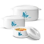Milton New Orchid Sr. Inner Steel Casserole (790 ml, 1.26 Lt, 2.36 Lt) Gift Set of 3, White | PU Insulated | BPA free | Food Grade | Easy to Carry | Easy to Store | Ideal For Chapatti | Roti |MI-1191