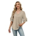 thumbnail image 4 of Ronuti Womens Blouses Ruffle Sleeve Top V Neck Shirts Casual Outfit Bell Sleeve Cute Tee Spring Summer Fashion Clothes, 4 of 10