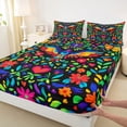 thumbnail image 4 of Erosebridal Colorful Bohemian Birds Bed Sheets,Cartoon Loves Daisy Pattern King Sheets For Girls Kids 4 Pieces, 4 of 6
