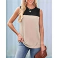 thumbnail image 2 of Women Casual Summer Round Neck Colorblock Sleeveless Tank Top Black+ XL, 2 of 6