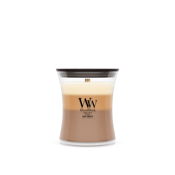 WoodWick Medium Hourglass Trilogy Scented Candle, Café Sweets, 9.7 oz