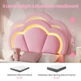 thumbnail image 4 of Twin Size Bed Frame with Storage Drawer and Led Lights, Twin Princess Bed with Adjustable Flower Headboard, Velvet Upholstered Platform Bed Frame, Pink Girls Bed for Bedroom, 4 of 9