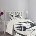 thumbnail image 5 of Ambesonne Vintage Quilted Bedspread Set 2 Pcs, Nautical Pirate Skull, Twin Size, Dark Blue White, 5 of 6