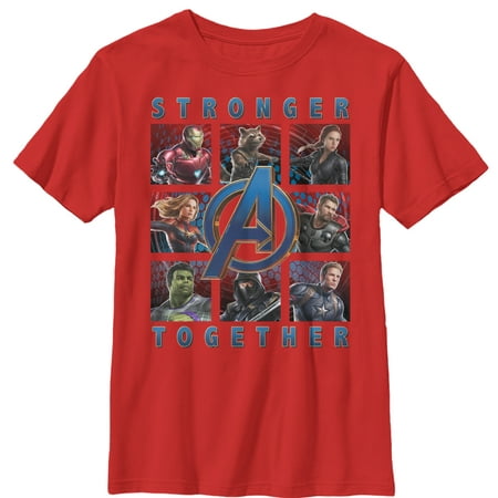 Boy’s Marvel Avengers: Endgame Stronger Together T-Shirt – Red – X Large