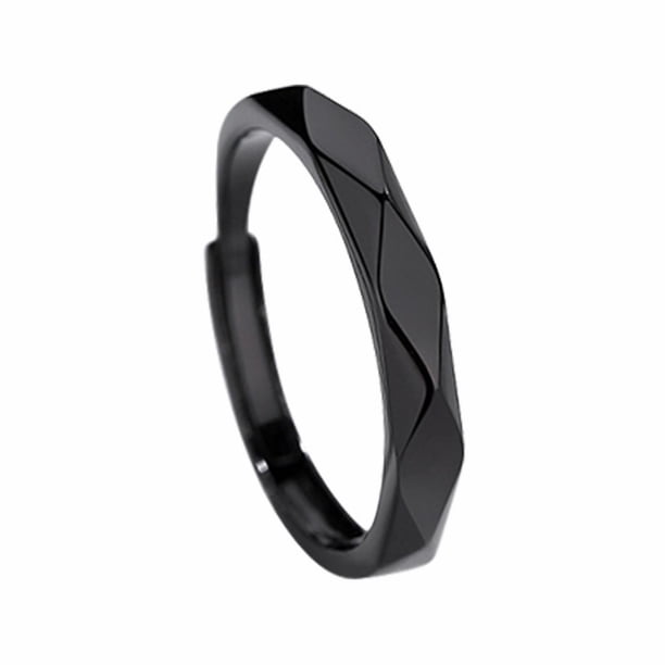 Anillo Ajustable para Pareja de Plata Italiana 925 Negro y Anillo para Hombre y Mujer Un Anillo Ligero y Lujoso para Amantes