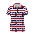 thumbnail image 4 of Garronmavis Golf Shirt Women Quarter Zip Short Sleeve Tennis Shirts Collared Shirts Casual Sports Workout Tops Womens Flag Golf Shirt, Tropical American Flag, Size XS, 4 of 7