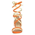 thumbnail image 3 of BLISSFUL STEP Women's Open Toe Color Block Lace Up Heel Sandals, 3 of 7