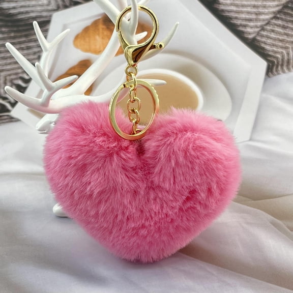 Nvzi 2-piece set Pink plush keychain -6 × 3.54in handbag decoration accessories, car key accessories