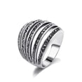 thumbnail image 1 of Mytys Vintage Wide Ring Classic Black Marcasite Crystal Rows Statement Silver Chunky Rings (Silver 4, 6), 1 of 4