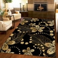 thumbnail image 3 of Tropical Five-Petal Flower Banana Leaves Area Rugs, Anti-Slip Carpet On Black Background, Distressed Carpet Easy Care Good Water Absorption Apply To Cafe Office Door Mats Porch 5x6ft, 3 of 6