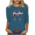 thumbnail image 3 of CKpwisy Women Casual Loose Fit Crewneck Tunic Blouse Dressy Casual Holiday Xmas Tunic Tops Glitter Xmas Tree Printed Shirt Tshirt Blouse Tee Tops Funny Holiday Clothing Shirts Navy S, 3 of 5