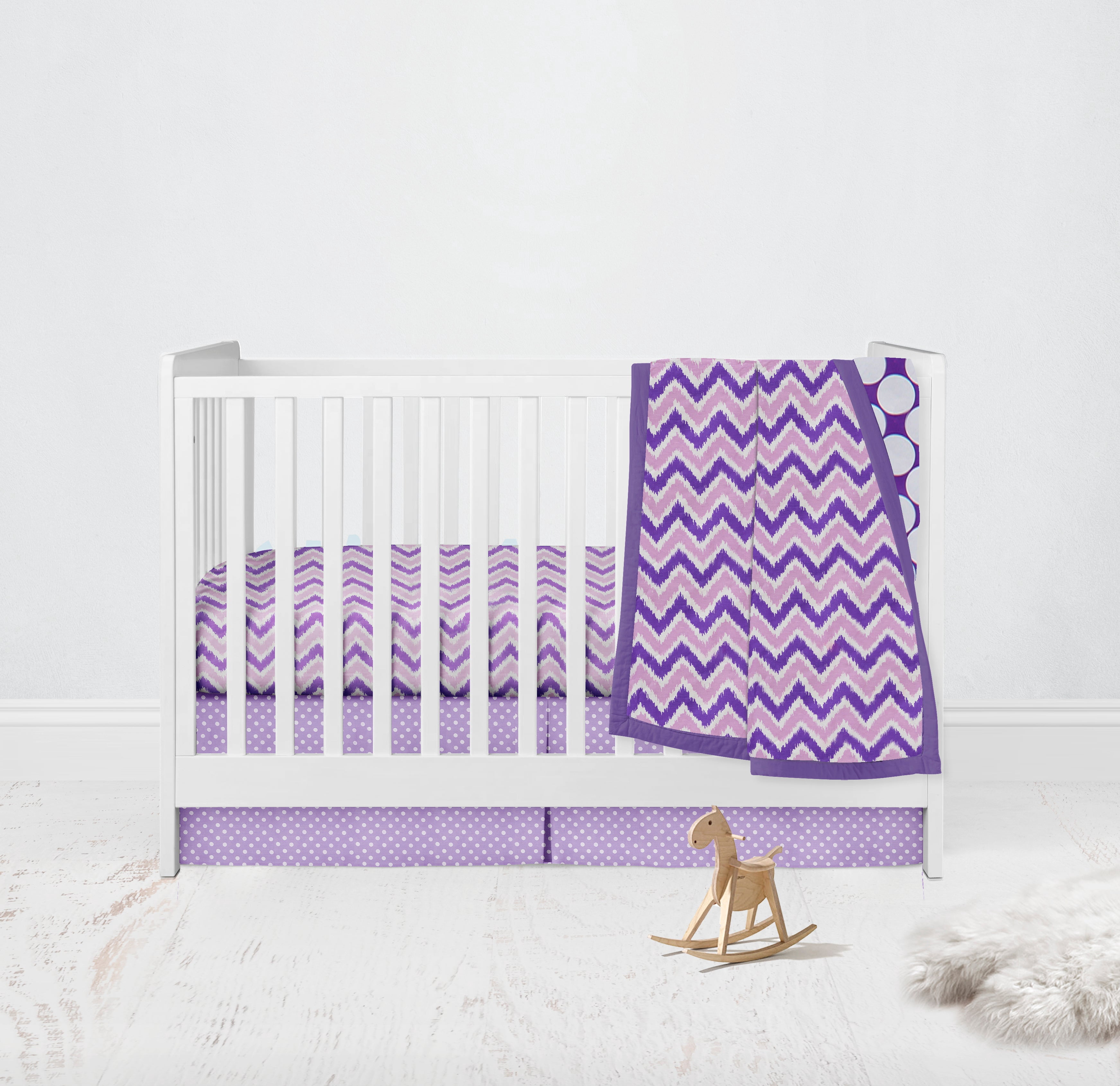 Bacati - Mix N Match Ikat Chevron/Dots Lilac Purple Musical Baby Crib Mobile