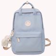 thumbnail image 1 of Mochila Informal Mochila Infantil Teens Gran Capacidad con Colgante Felpa Cremallera Azul, 1 of 5
