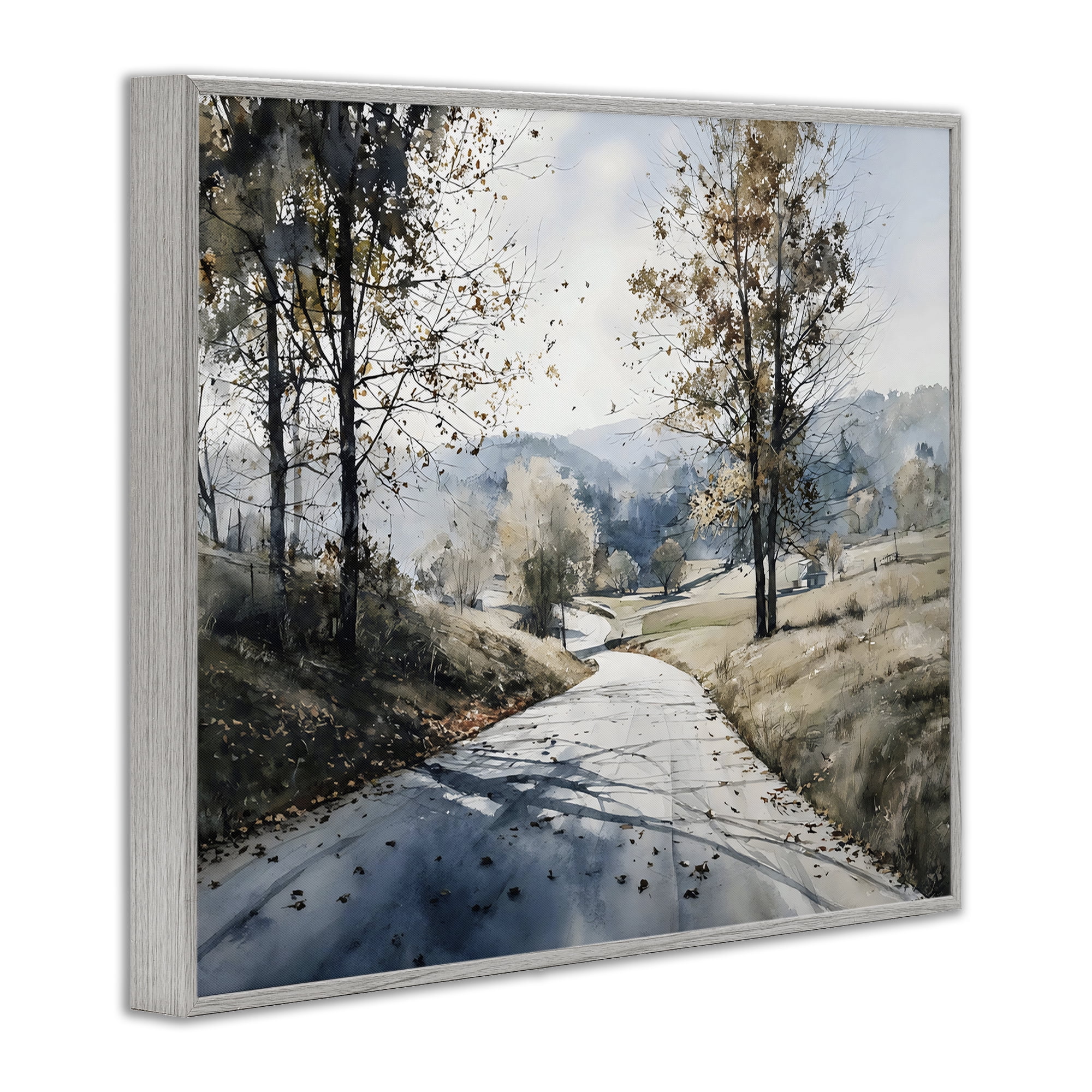 Stupell Industries Country Road in Autumn Gray Framed Giclee Art, design by Franklyn Gregory