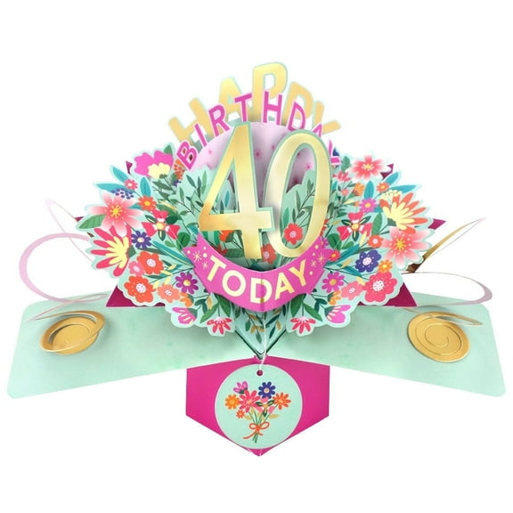 Happy 40th Birthday 40 Today Pop-Up Greeting Card Love Kate's Pop Up Cards Her