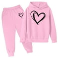thumbnail image 3 of TBWNWG Girls Outfits Set Comfortable Playwear for Toddler Winter Fall Cute Heart Print Long Sleeve Hoodie and Pants Casual Fit for Everyday Activities,Sizes 7-8 Years, 3 of 4