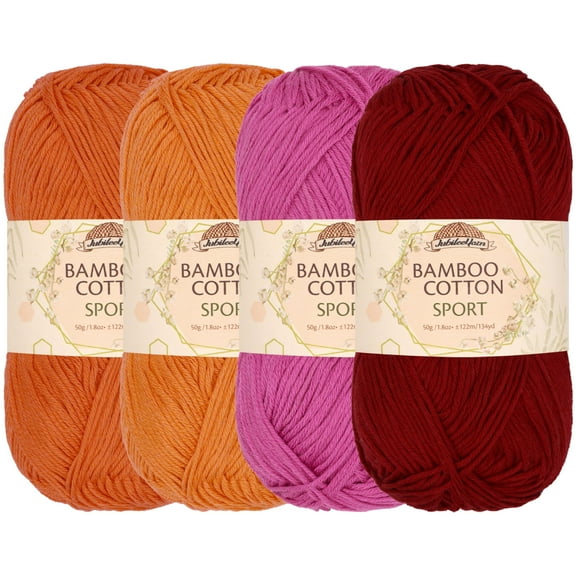 JubileeYarn Bamboo Cotton Sport Yarn - Shades of Orange - 4 Skeins