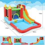 Veeboto Inflatable Bounce House for Kids 3-10, Bouncy Castle with Slide, Bouncy Area, Climbing Wall, Basketball Hoop, Pool, Suitable for Indoor and Outdoor, Jumping Castle with Blower