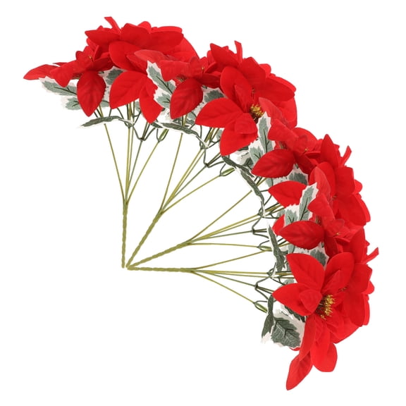 FENGGUIQU 4-Pack Stem Artificial Poinsettia Flowers with Realistic Details for Indoor Holiday Decor and Party Use