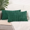 thumbnail image 1 of Funda de cojín decorativa de corduroy REGALWOVEN, suave, con rayas bohemias, color verde oscuro, 12" x 20", 1 of 6