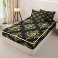 thumbnail image 2 of Homewish Black Gold Skull Damask Zipper Queen Comforter Set with Fitted Sheet and 2 Pillowcases,Happy Halloween Zipper Bedding Set,Black Reversible,4pcs, 2 of 8