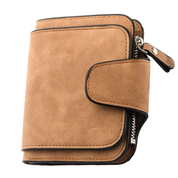 Women's Purse Buckle Abrasive leather coin purse cute small fresh purse - brown