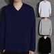 thumbnail image 4 of Mens Slim V Neck Long Sleeve T-Shirt Muscle Workout Tee Top Blouse Undershirt, 4 of 8