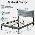 thumbnail image 3 of Sailvan Queen Bed Frame with LED Lights and USB Charging Station,Grey Bed Frame Queen Size with Headboard,Modern Sturdy Bed Frame,Noise Free,Gray, 3 of 9
