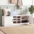 thumbnail image 2 of Costway Banc à Chaussures à 2 Portes avec Tablettes Ajustables et 6 Compartiments, Espace de Rangement Caché Blanc, 2 of 10