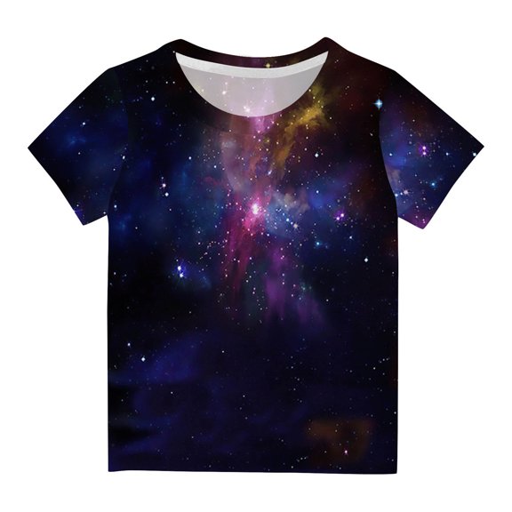 AINIYS 4 Years Fashion Short Sleeve T-Shirt Trendy Crewneck Little Boys Tees Children Clothes Casual Loose Kids Summer Tops Tie Dye Gradient Color Multicolor