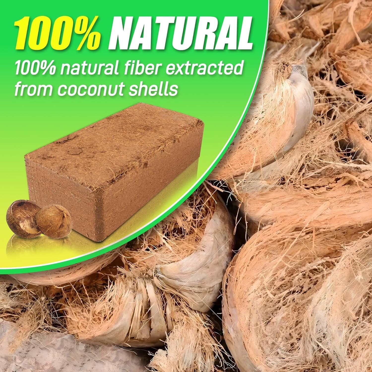 Coco Coir Brick for Plants, 3 Packs 100% Natural Organic Compressed Coconut Coir Fiber with Low EC & PH Balance, High Nutrition Coconut Soil Coco Fiber for Planting, Herbs