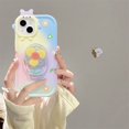 thumbnail image 1 of Gradiente Color Rotatable Fan Holder Bracket 3D Bow Knot Little Monster Lens Cartoon Clear Tp U Case Para Samsung Galaxy S20FE S23 Plus Ultra A34 A51 A5, 1 of 3