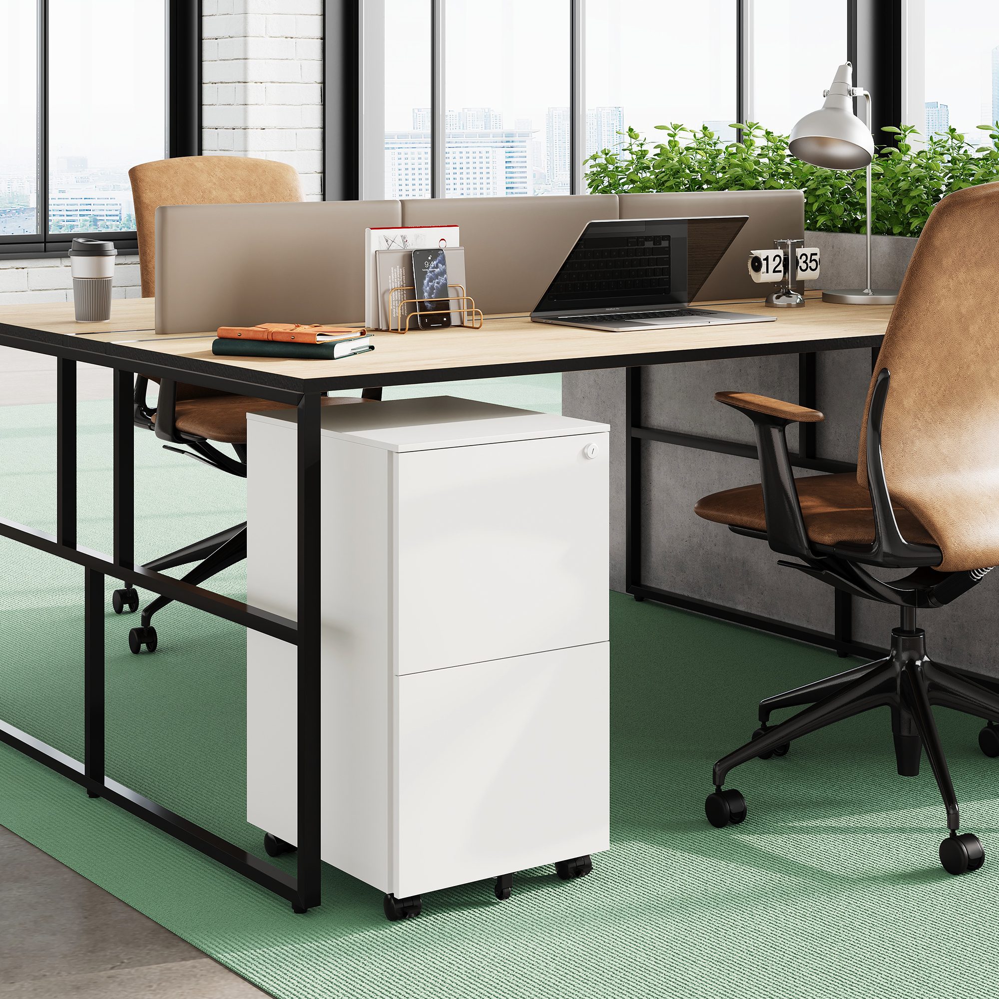 GALAXHERO 2-Drawer File Cabinets Rolling Metal Cabinet with Lock for Home Office, Under Desk Storage Fit Letter/A4/Legal Size, White
