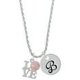 thumbnail image 1 of Delight Jewelry Love with Pink Softball Silvertone Script Initial Disc - B - Charm Necklace, 20"+3", 1 of 4