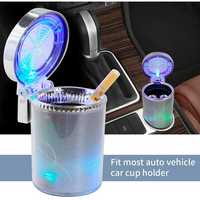 1PC LED Glowing Universal Car Ashtray - Smokeless Storage Cup for Cigarette  Retardant Box