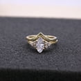 thumbnail image 3 of Silver & Stone Jewels 14K Yellow Gold Plated Marquise Cut Cubic Zirconia Bridal Ring Set Engagement Ring with Curved Wedding Band, 3 of 6