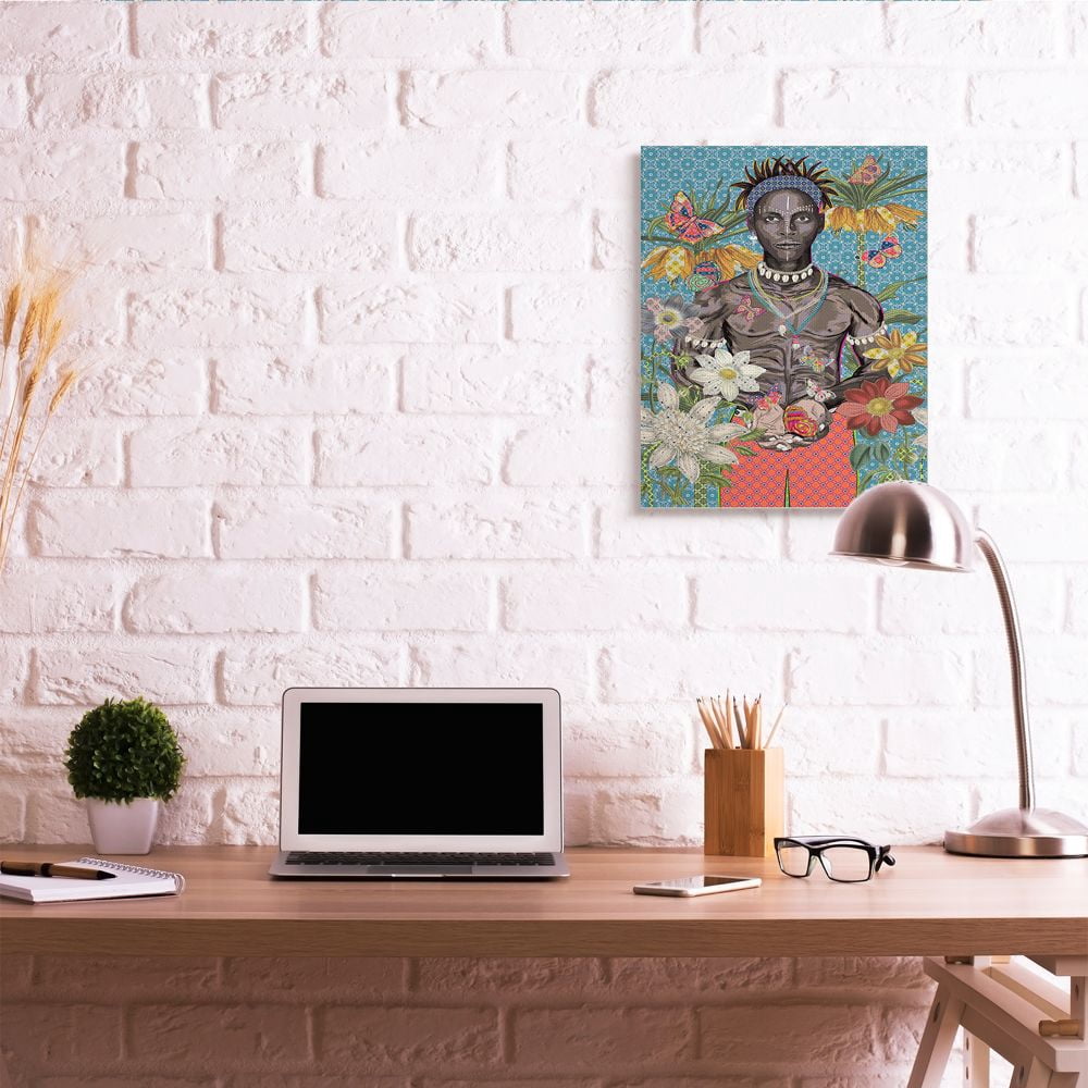 Stupell Industries Man Releasing Butterflies over Geometric Pattern Designed by Sangita Bachelet