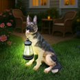 thumbnail image 5 of German Shepherd Statue Outdoor Decor with Solar Lantern and Sign, Lifelike Sitting Dog Garden Sculpture Animal Figurine Yard Art for Front Porch Patio Lawn and Pathway, 5 of 17