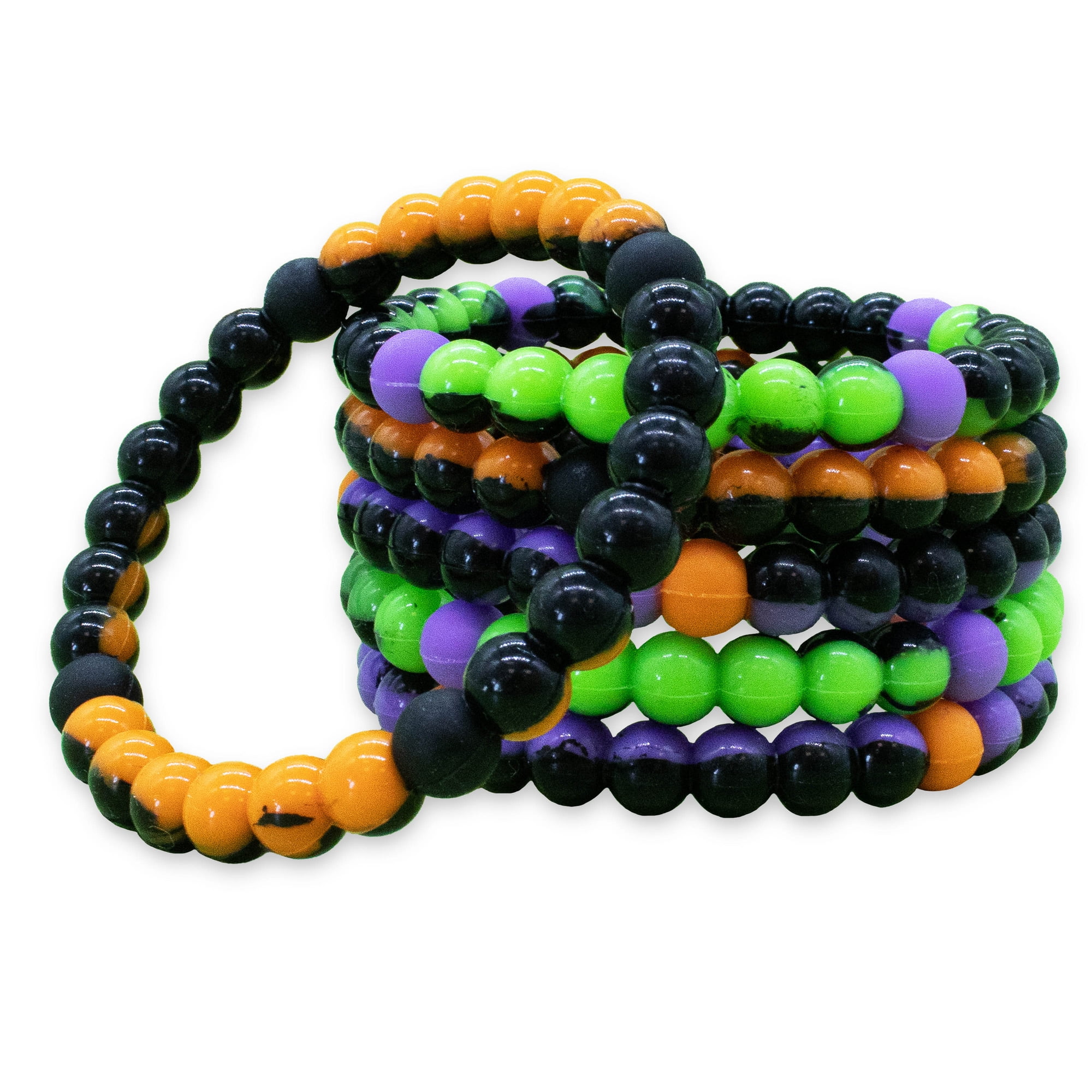 FROG SAC 6 Beaded Bracelets for Girls, Silicone Bracelet Pack for Kids, Cute Bead Bracelets, VSCO Girl Birthday Party Favors for Teens (Halloween)