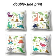 SUFAM Set of 4 Pillow Cases Dinosaur Cartoon Cute Animal World Throw Pillowcase Cover Cushion Case Home Decor 18x18 inch