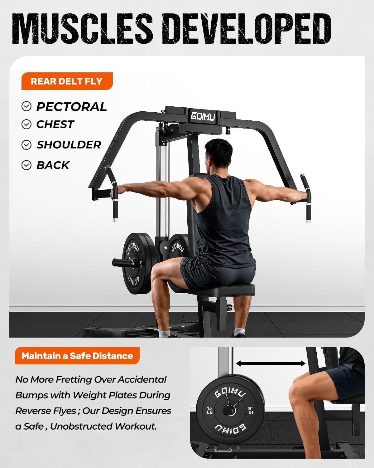 Chest Fly Machine, Reverse Delt Machine Adjustable Upper Body Specialty for Pectoral and Rear Deltoid, Chset Machine with Band Pegs for Home Gym